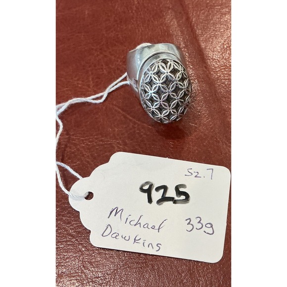 Michael Dawkins Sterling Silver Dome Ring Floral Design Size 7‎ - Picture 3 of 10